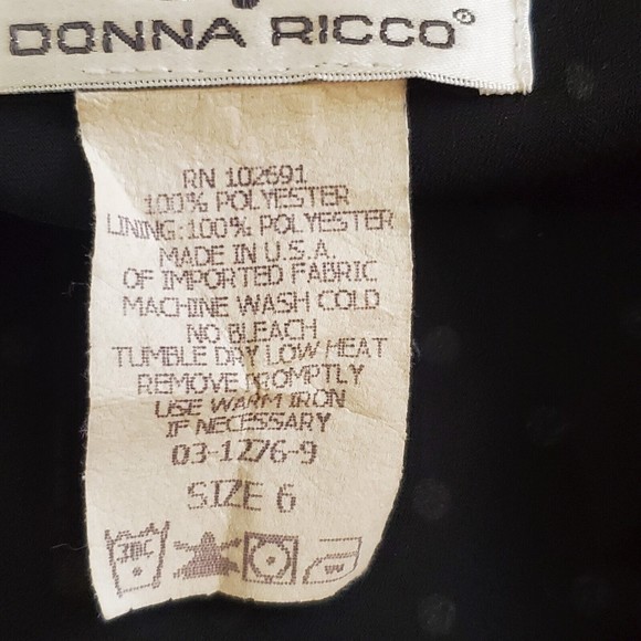 VINTAGE Donna Ricco Womens Black White Polka Dot Party Dress Size 6 Short Sleeve - Picture 8 of 8